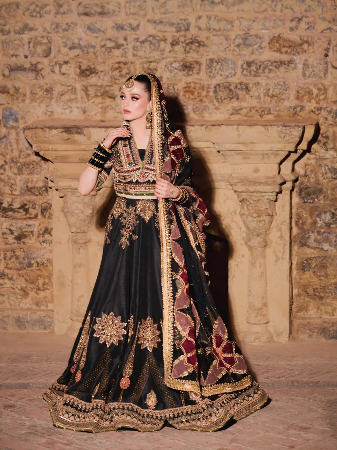 JET BLACK BRIDAL AESTHETIC LEHENGA CHOLI