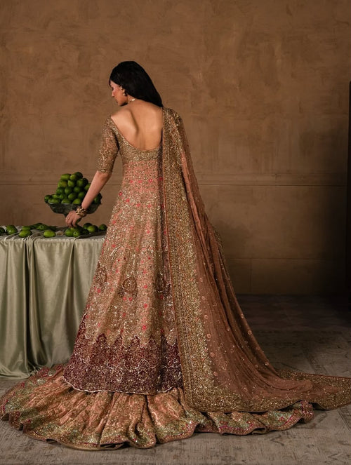 Antique gold bridal lehenga