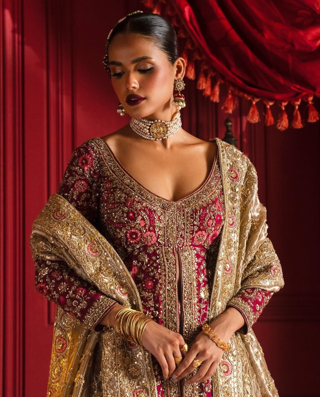 Red bridal lehenga