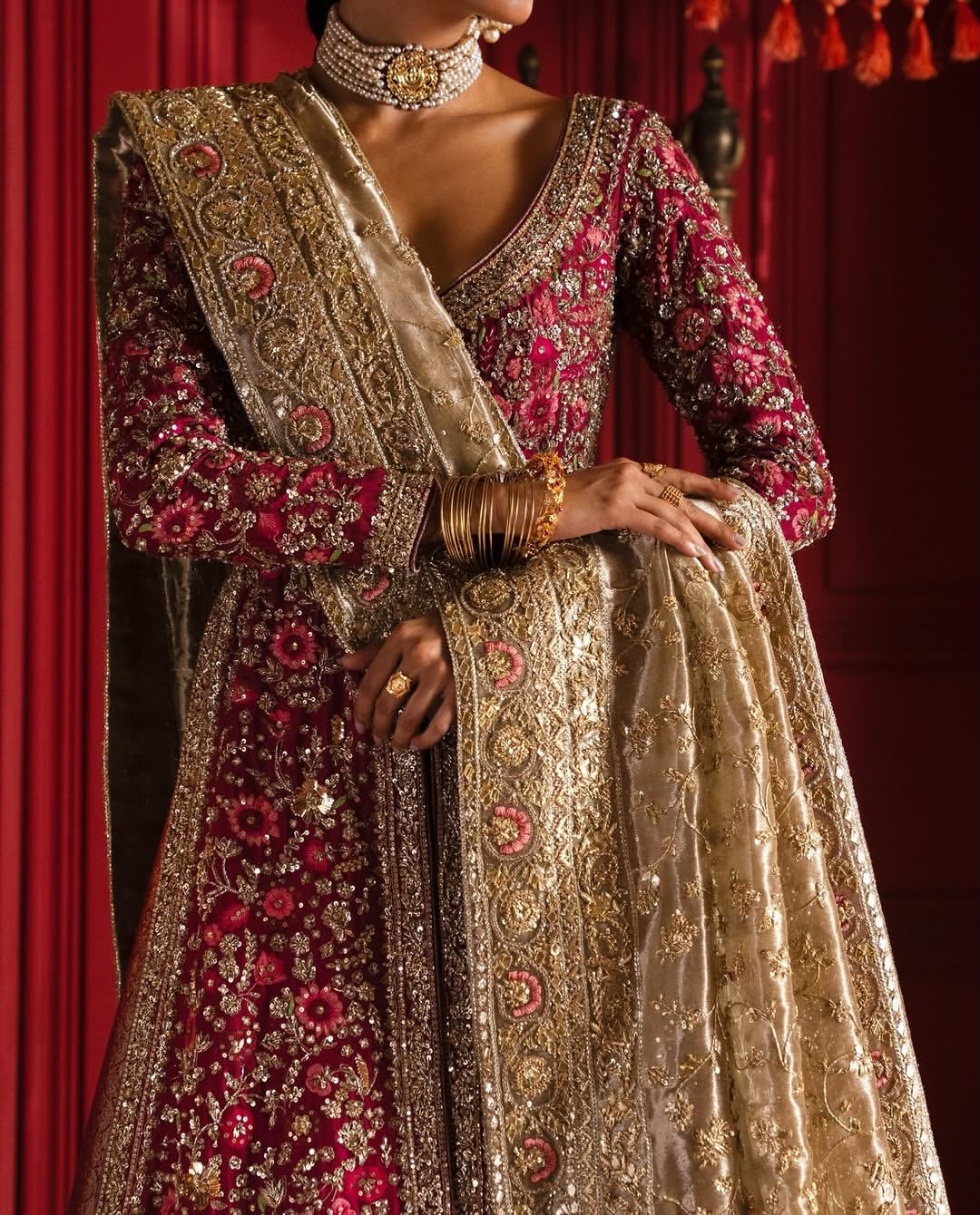 Red bridal lehenga