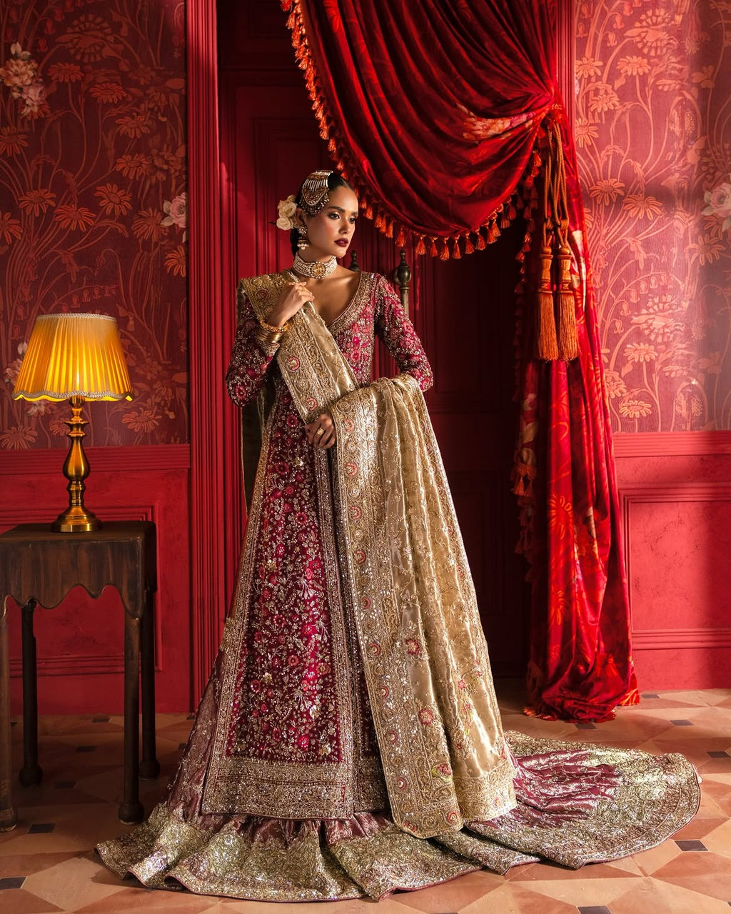 Magenta bridal lehenga