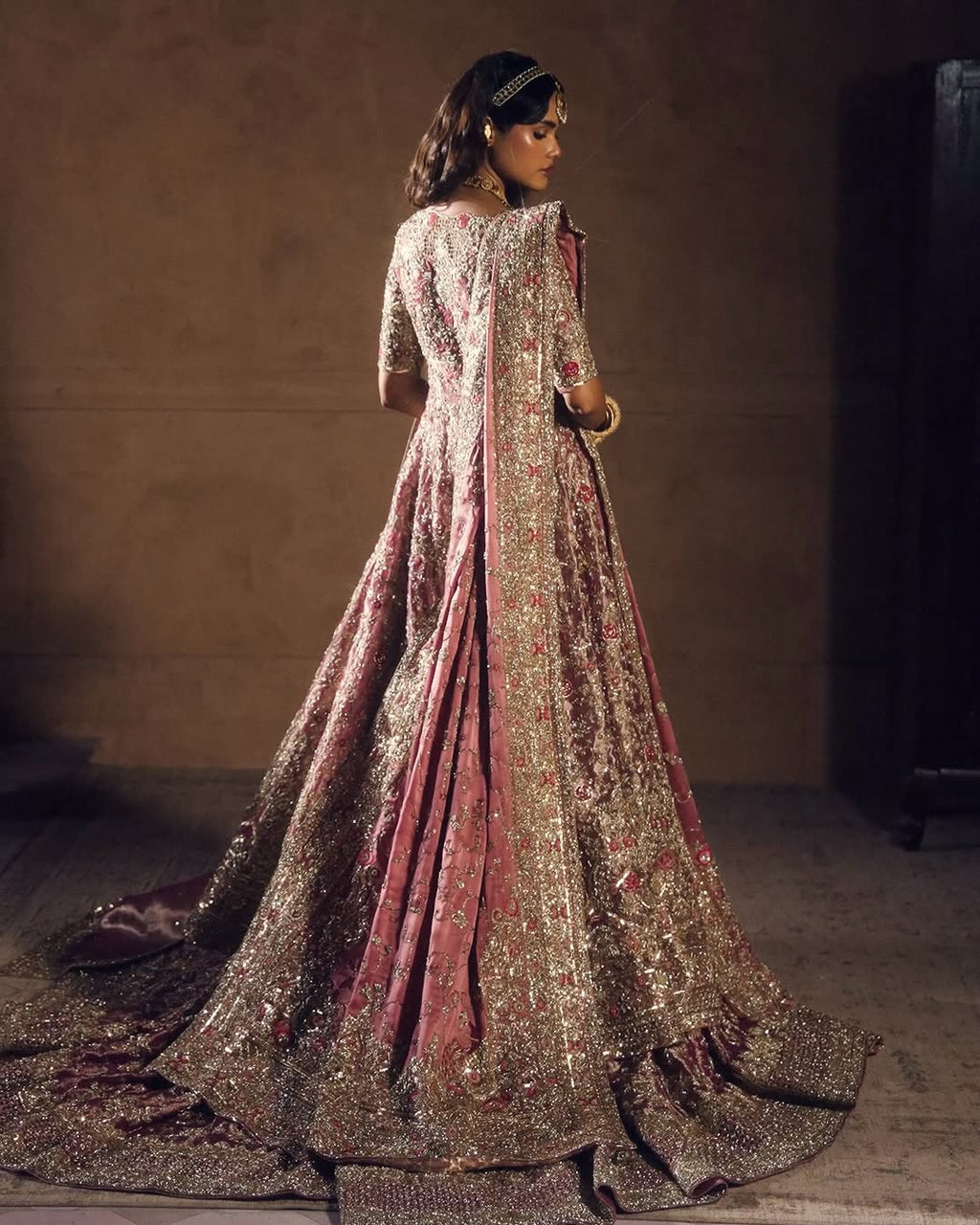 Dusty rose bridal lehenga