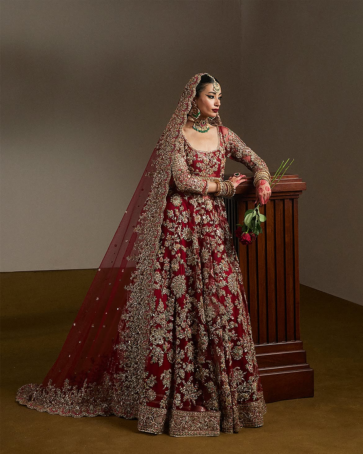 HEAVY RED BRIDAL LEHENGA
