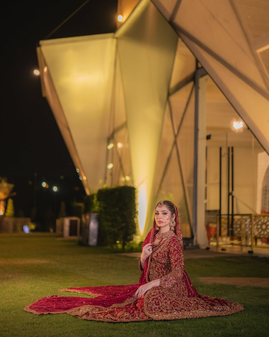 Deep red bridal lehenga