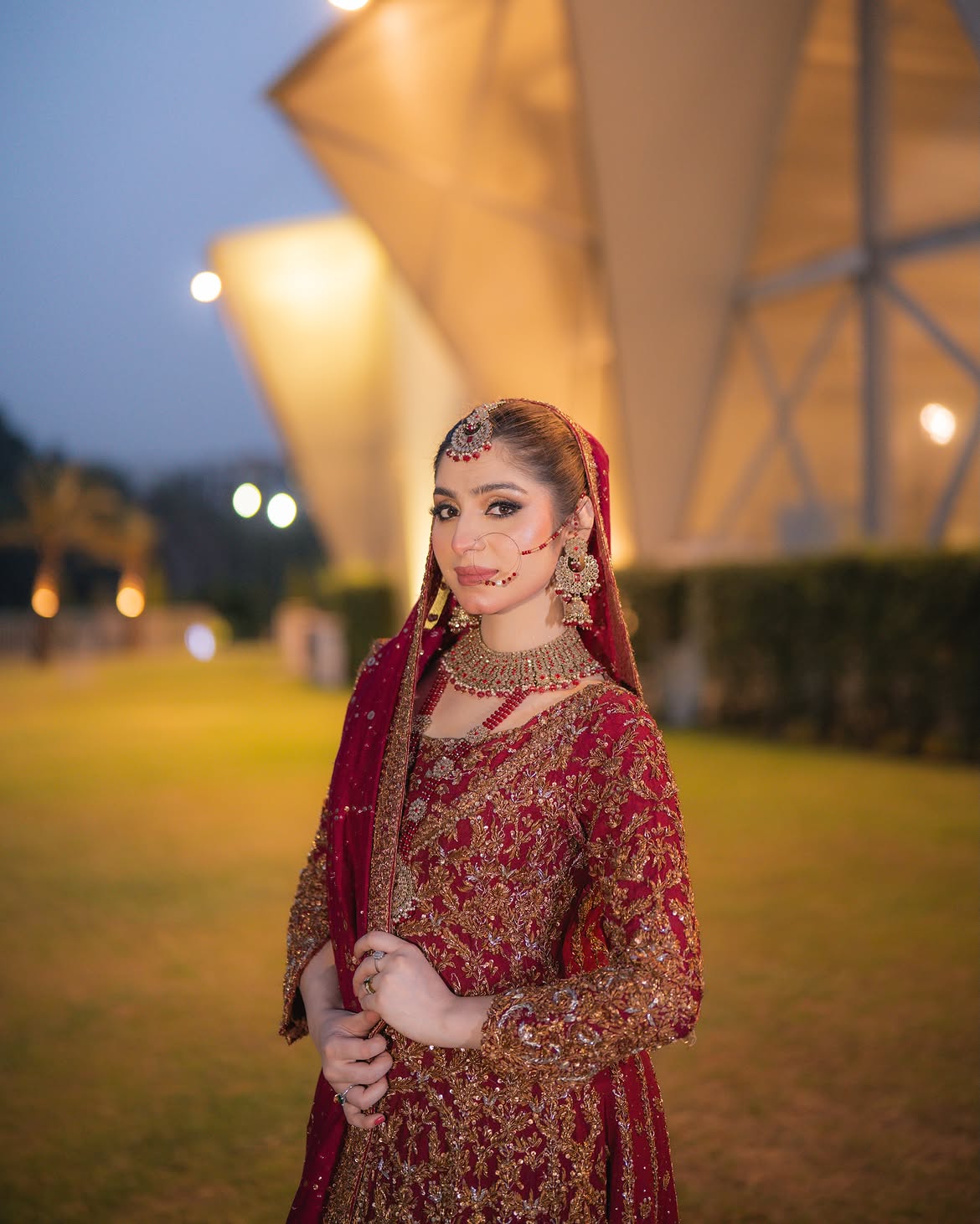 Deep red bridal lehenga