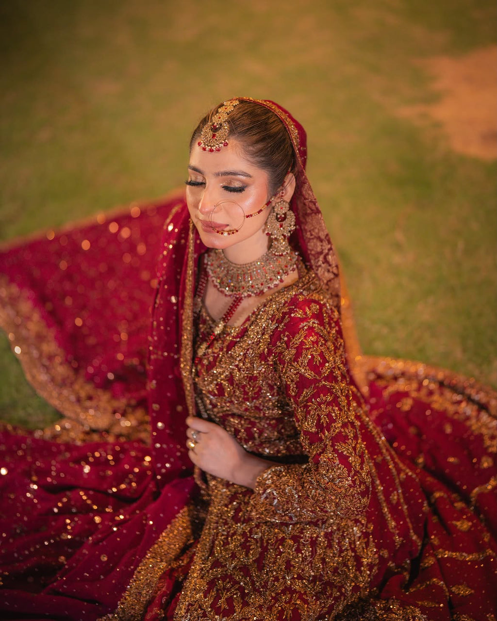 Deep red bridal lehenga