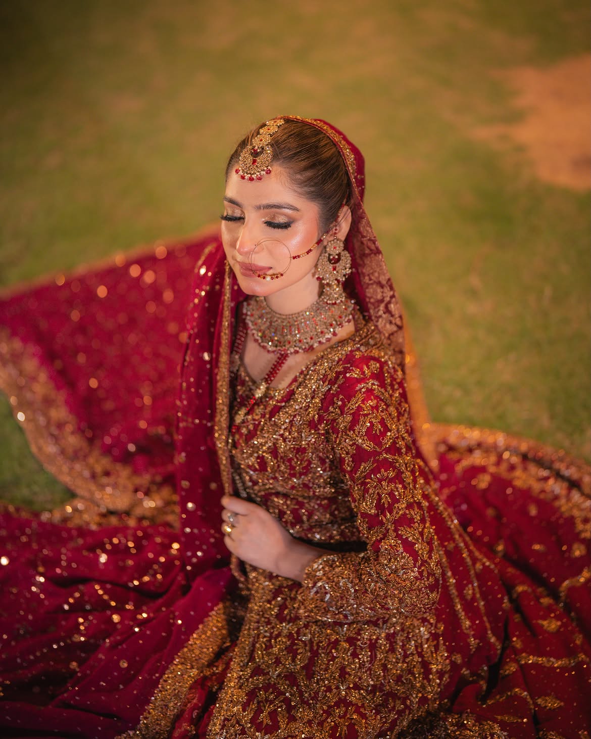 Deep red bridal lehenga