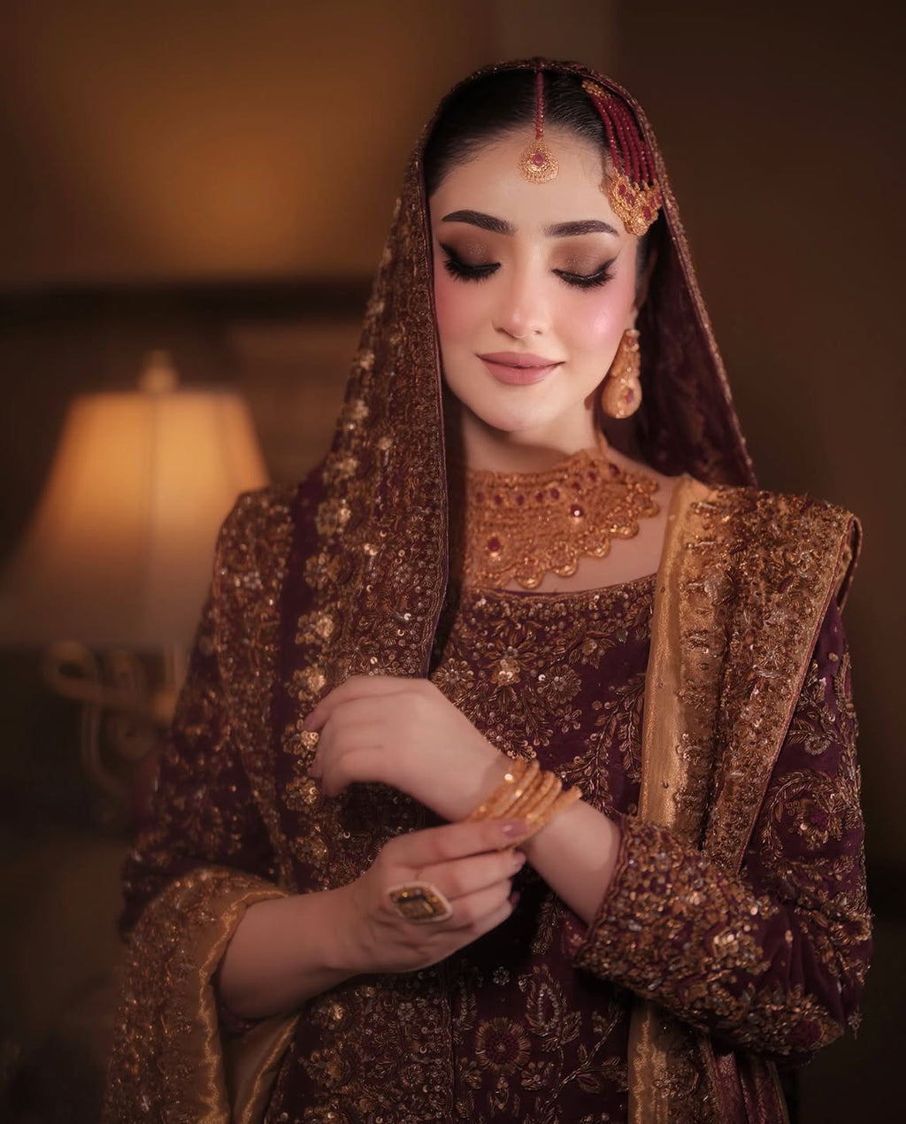 RED BRIDAL FLARED LEHENGA