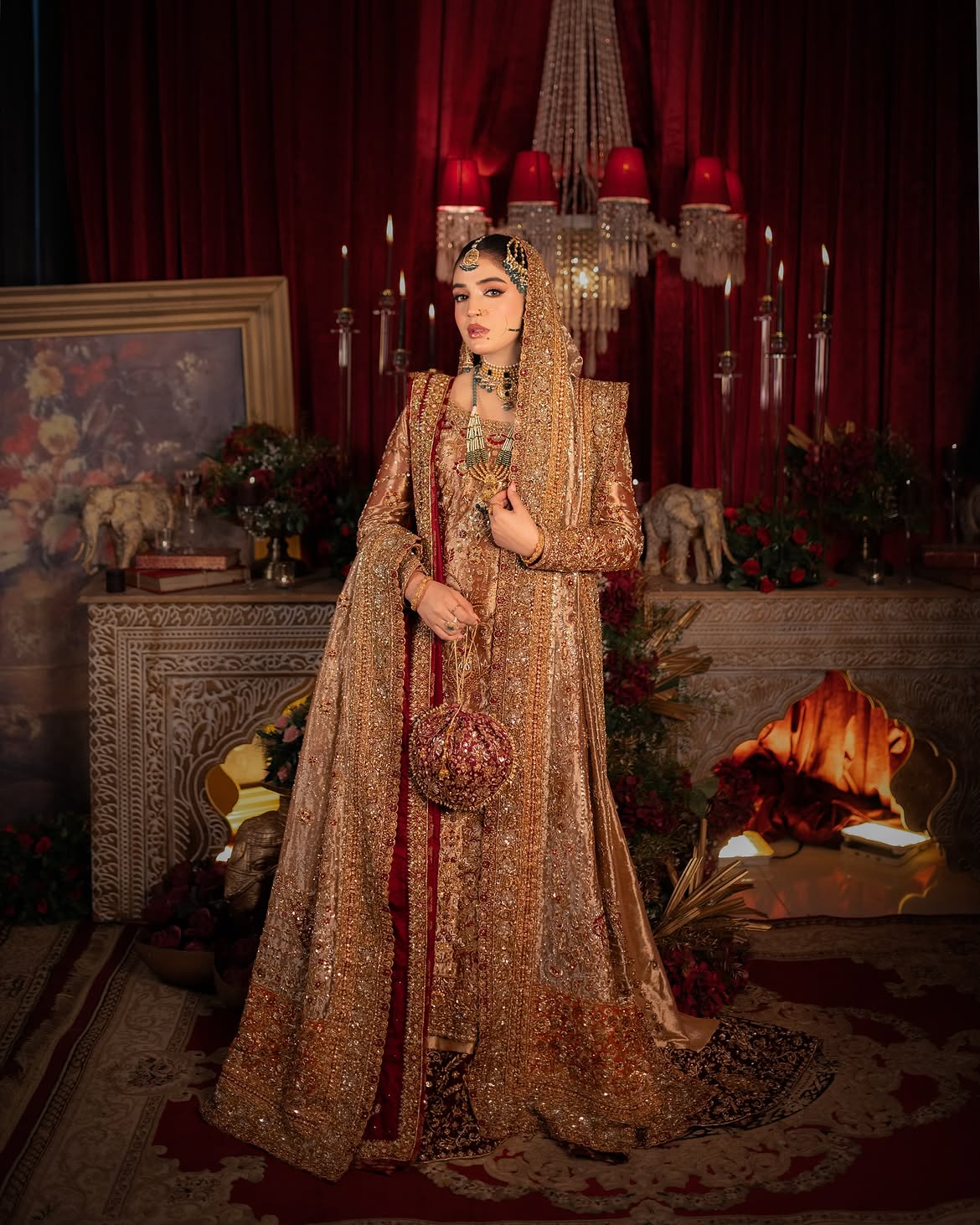champagne bridal lehenga