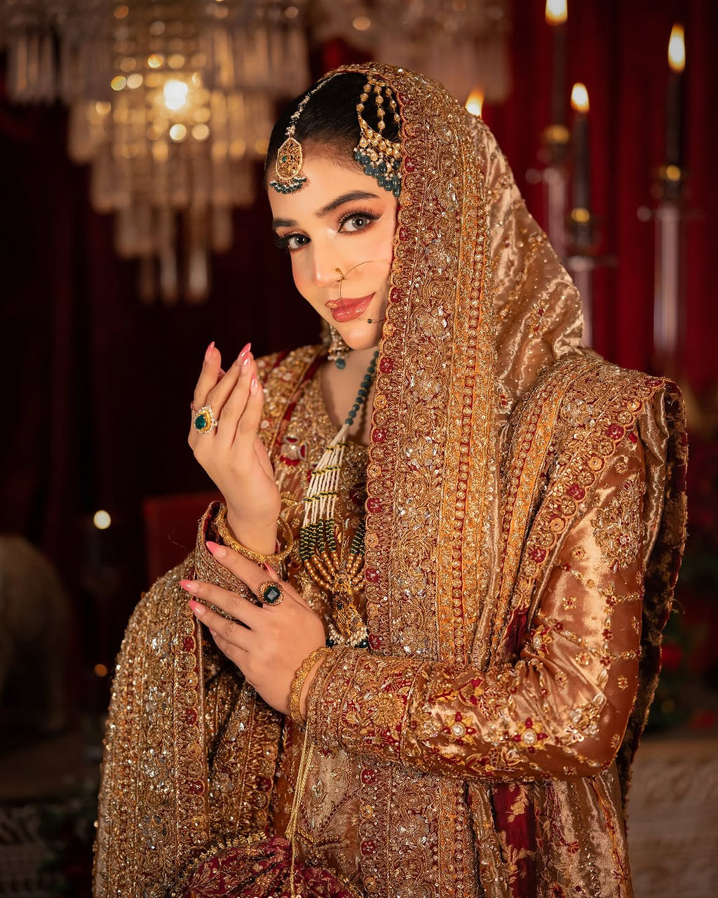 champagne bridal lehenga