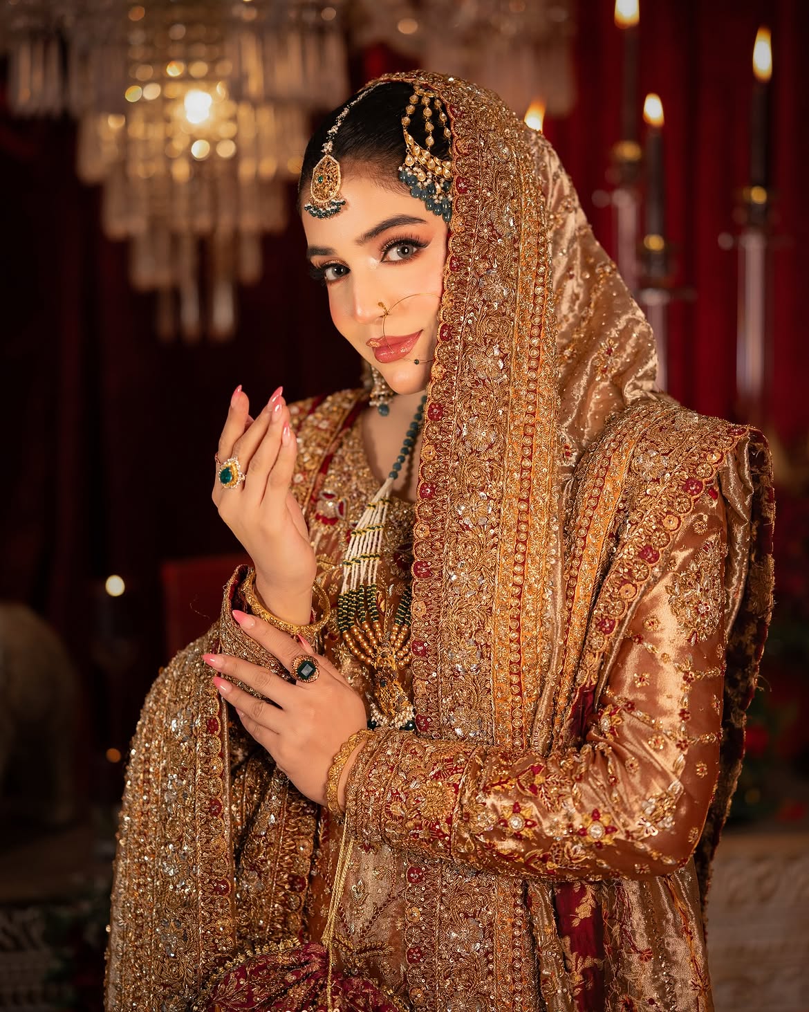 champagne bridal lehenga