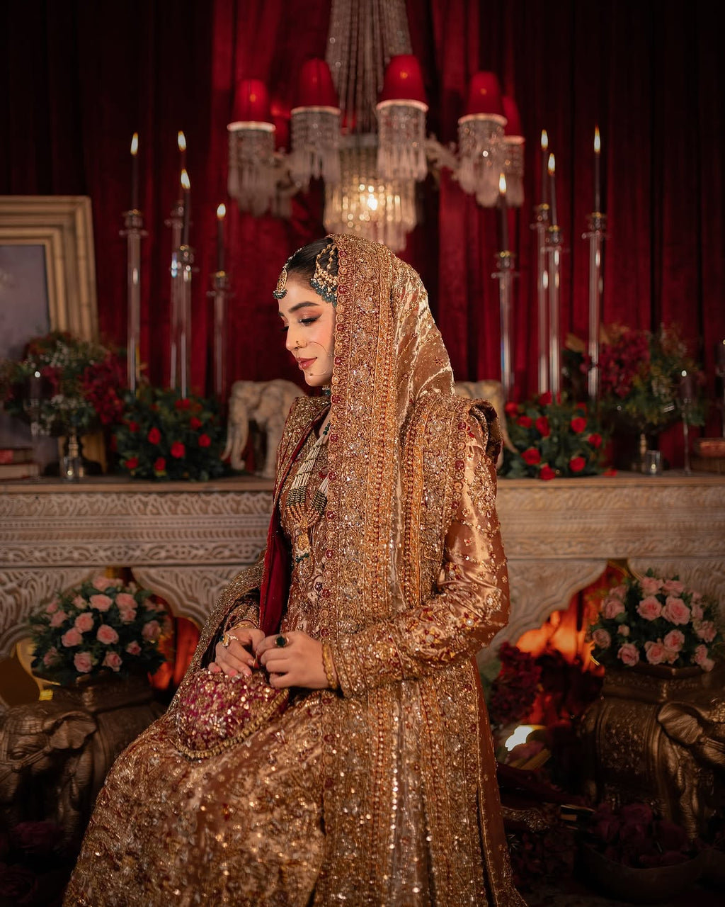 champagne bridal lehenga