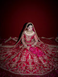 RED ANTIQUE BRIDAL LEHENGA