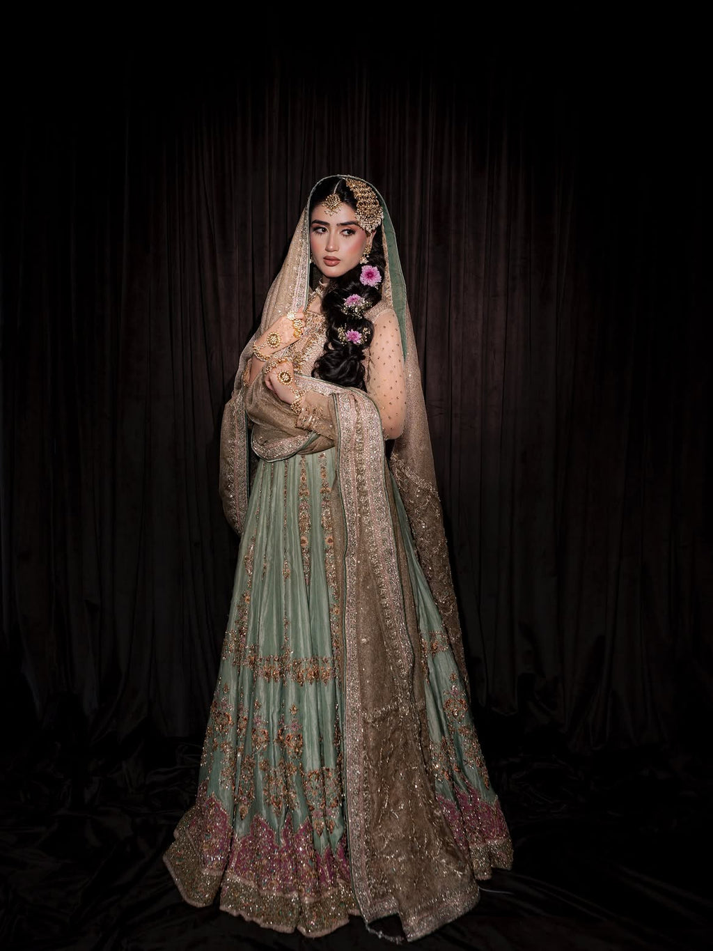 NIKKAH SAGE MINTY GREEN BRIDAL PISHWAS