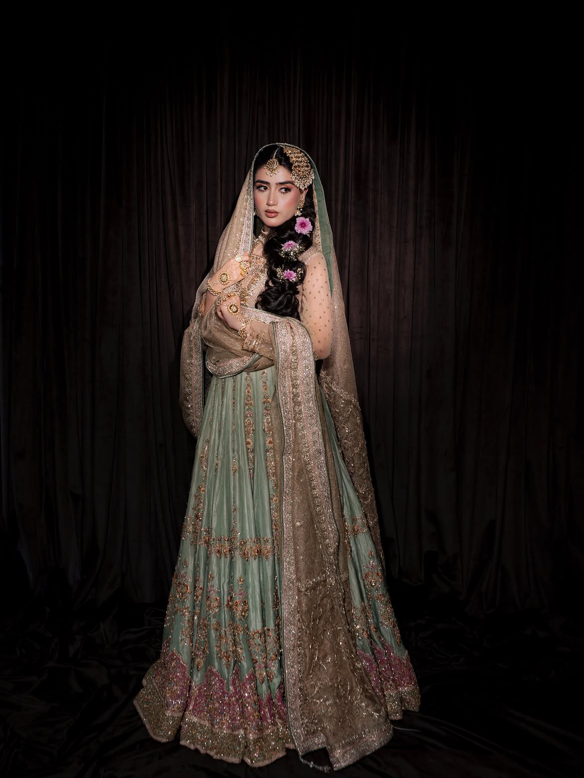 NIKKAH SAGE MINTY GREEN BRIDAL PISHWAS