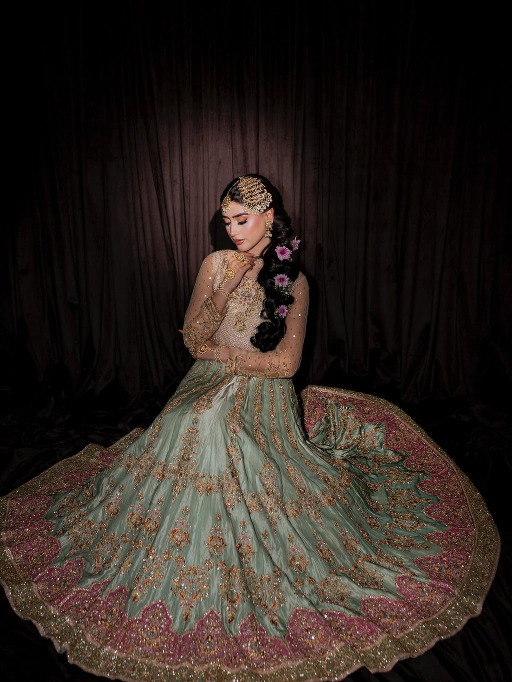 NIKKAH SAGE MINTY GREEN BRIDAL PISHWAS