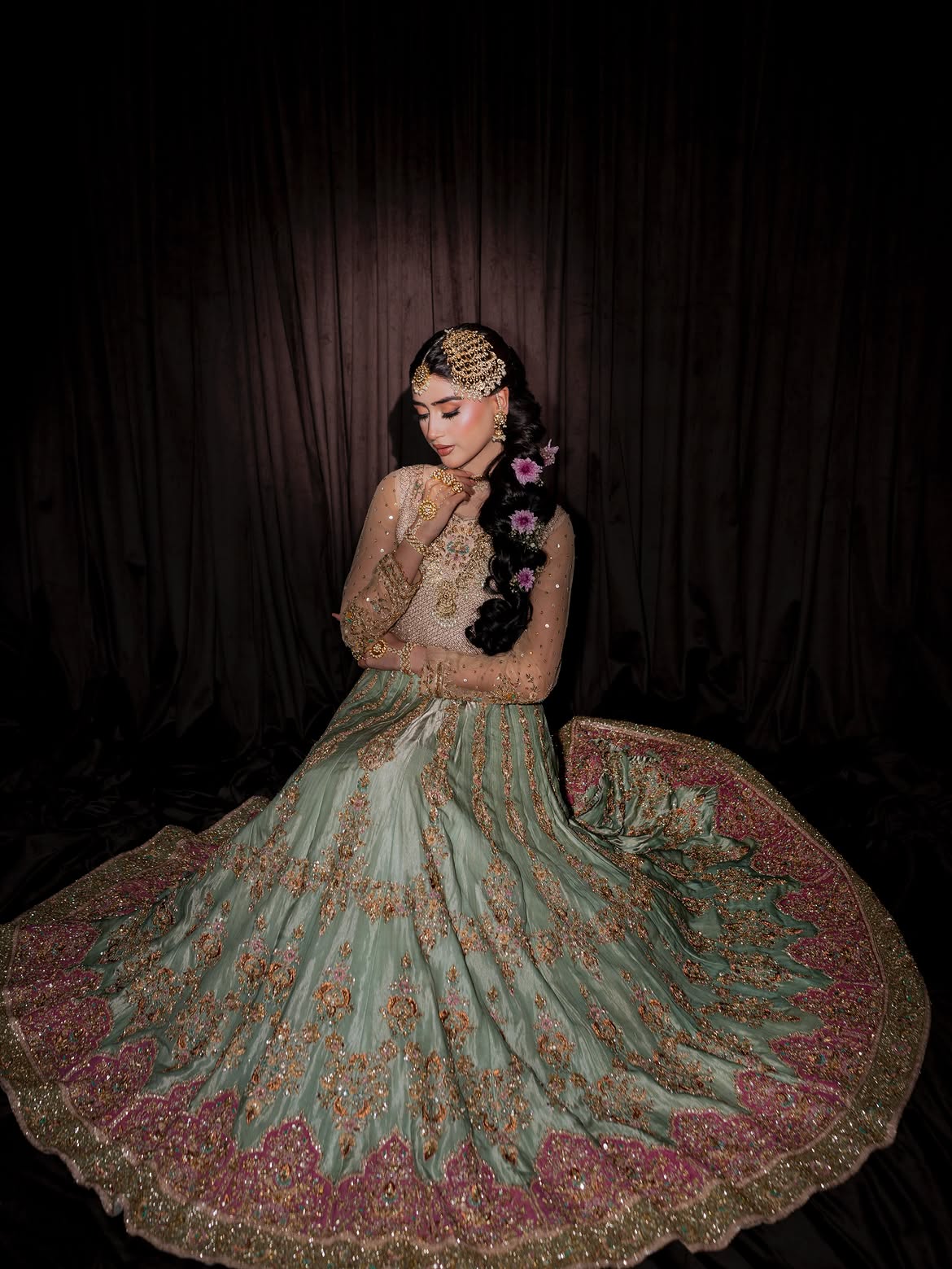 NIKKAH SAGE MINTY GREEN BRIDAL PISHWAS