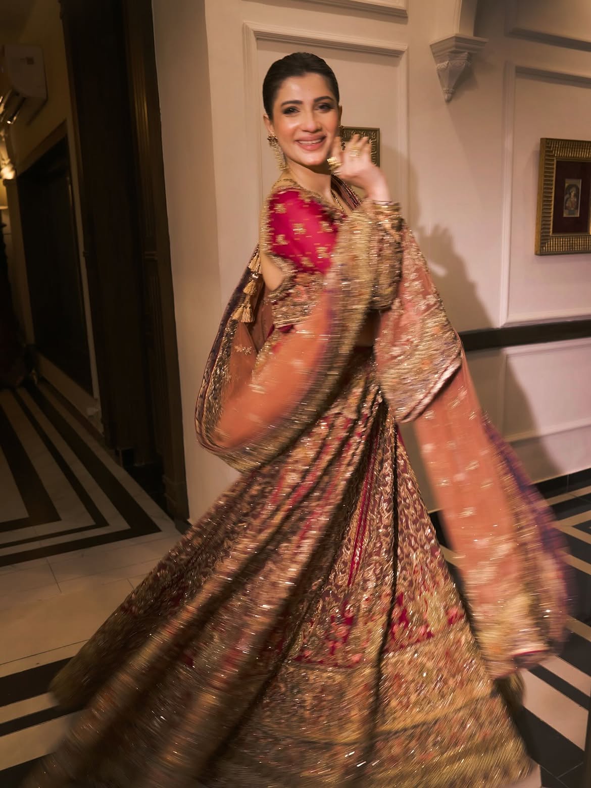 warm tone bridal lehenga