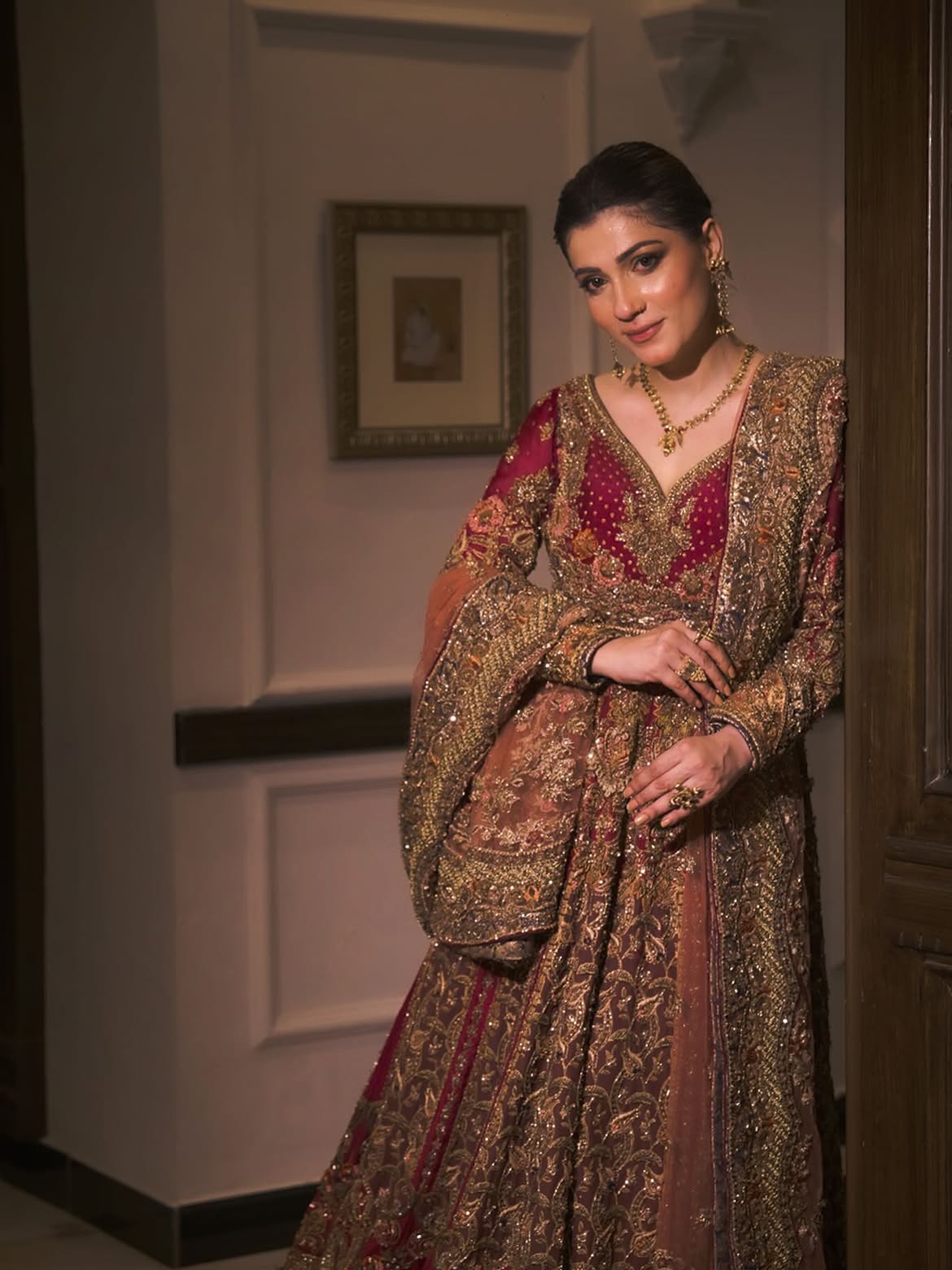 Red-gold bridal lehenga