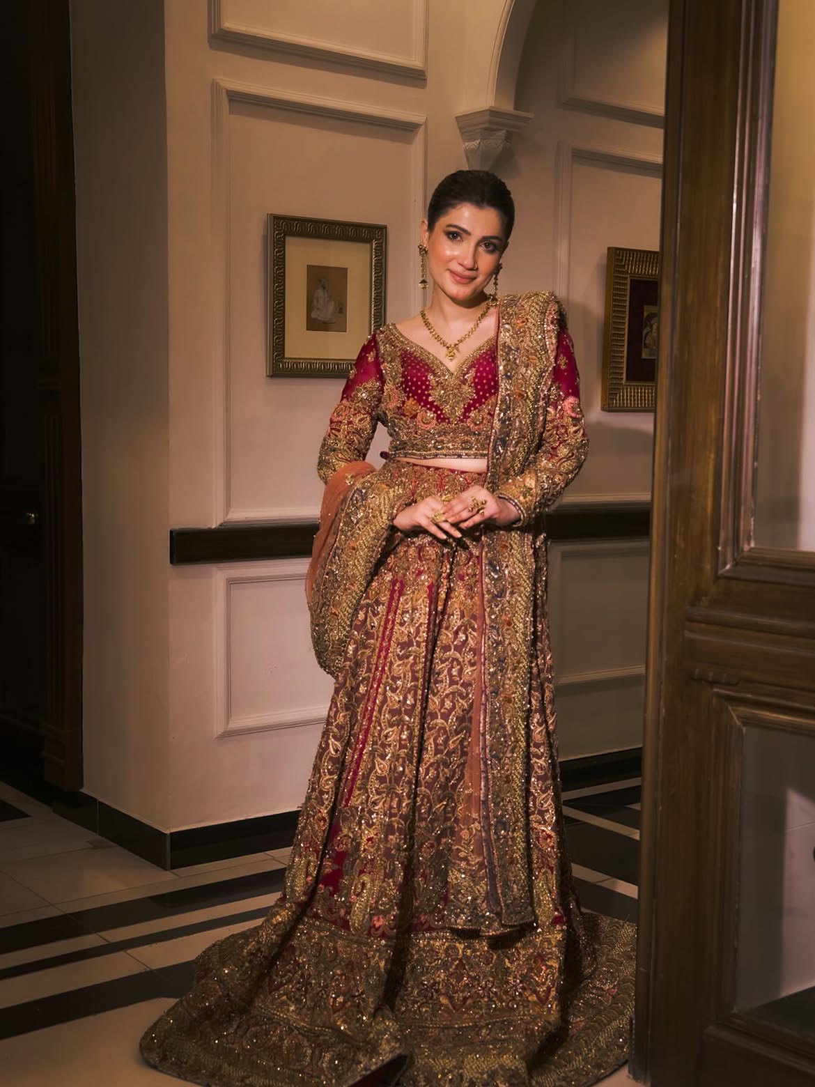 Red-gold bridal lehenga