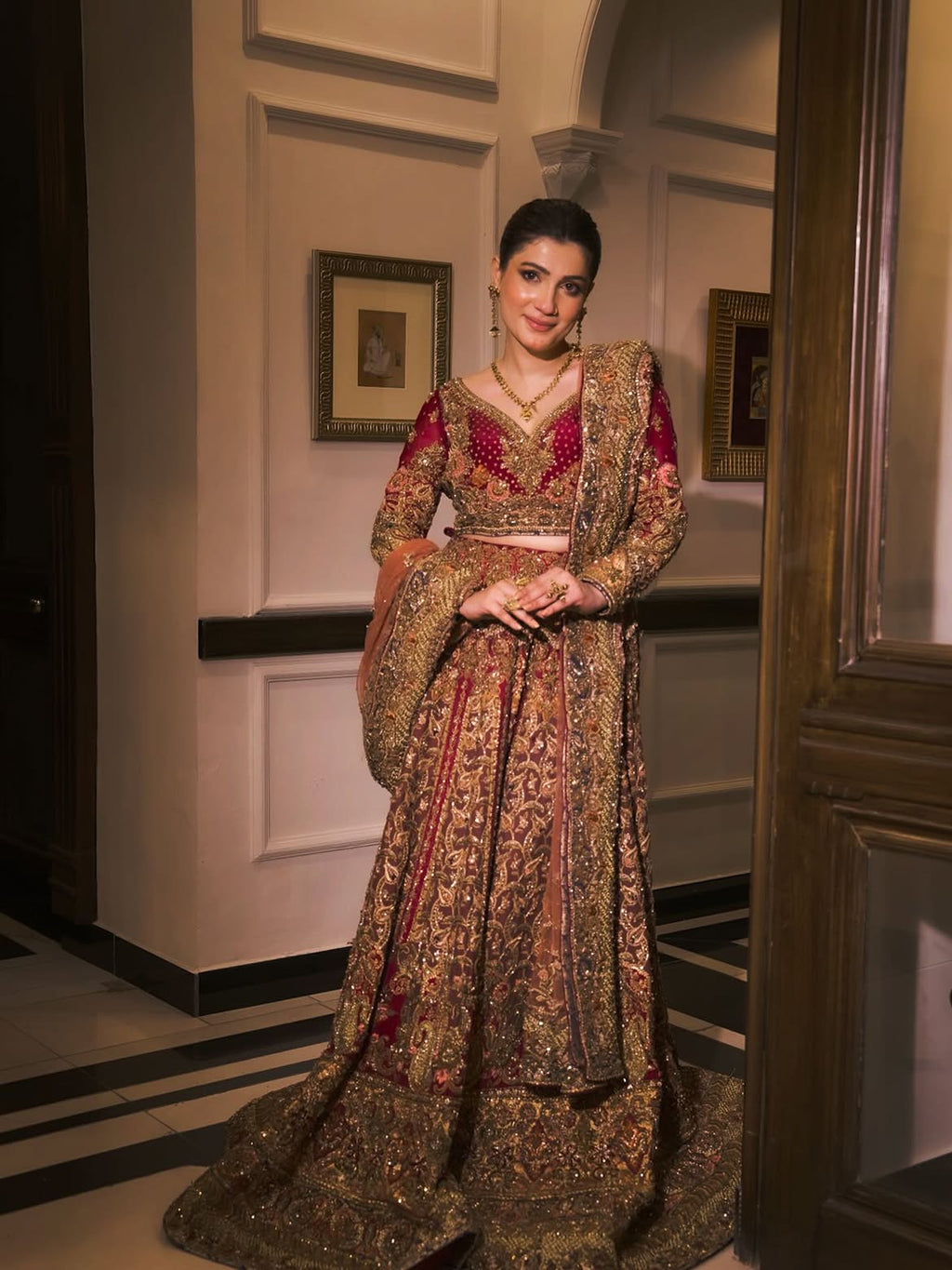 warm tone bridal lehenga