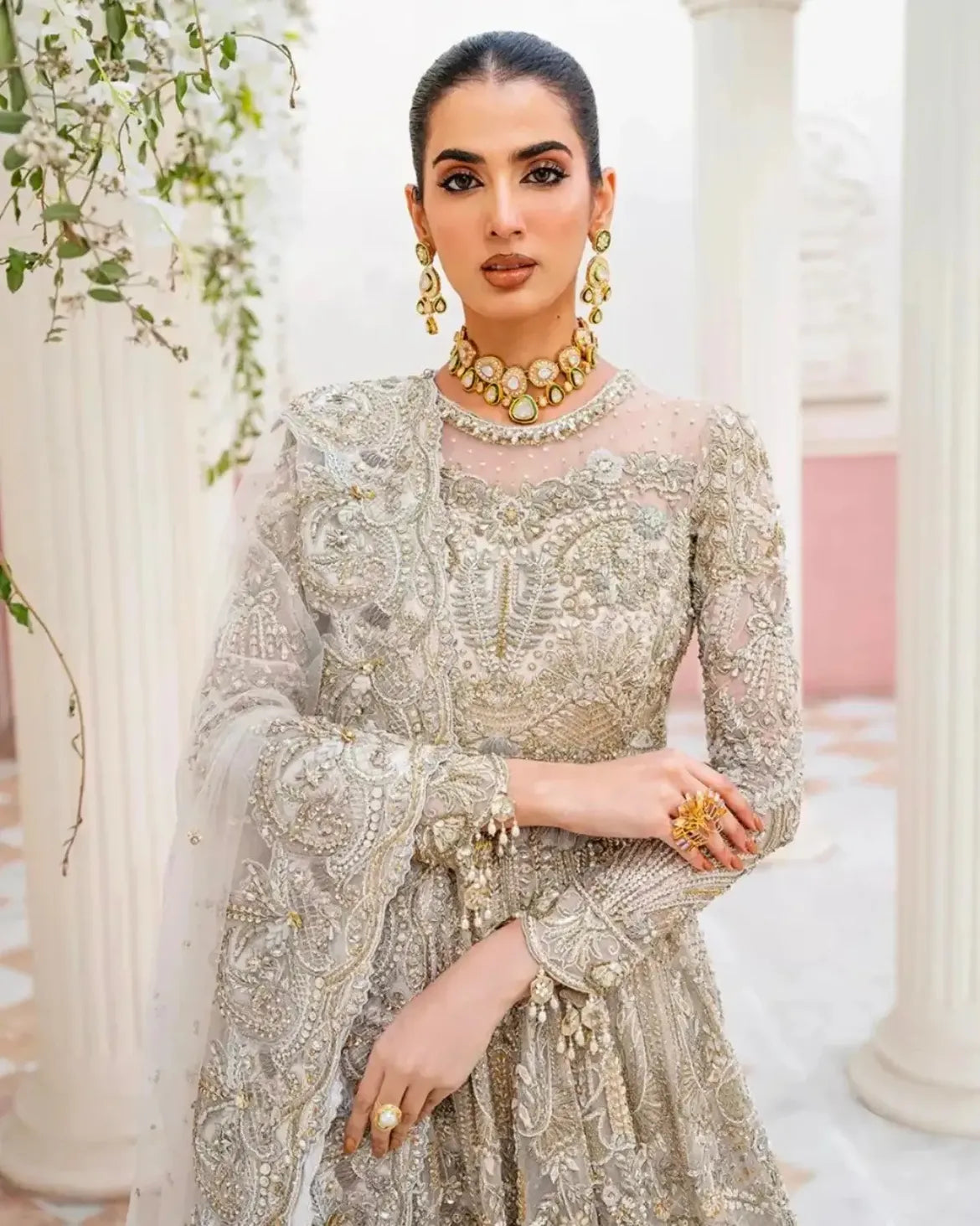 SOFT SILVER BRIDAL GOWN