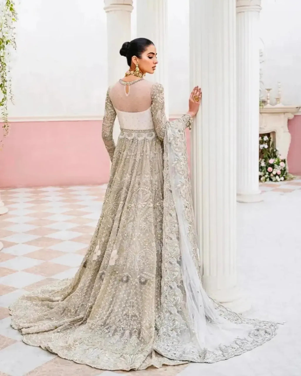 SOFT SILVER BRIDAL GOWN