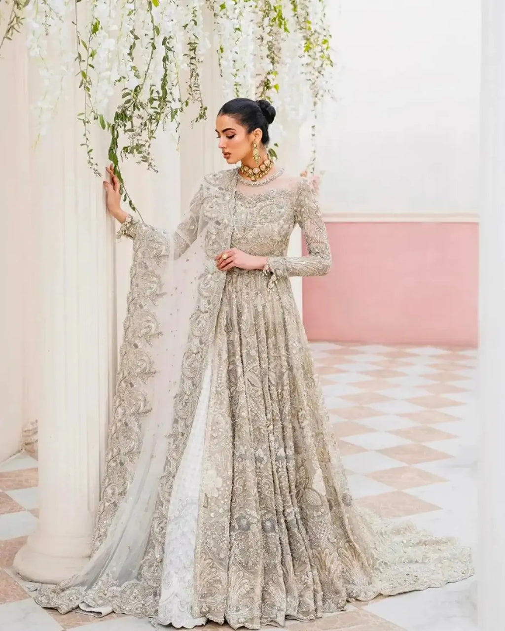 SOFT SILVER BRIDAL GOWN