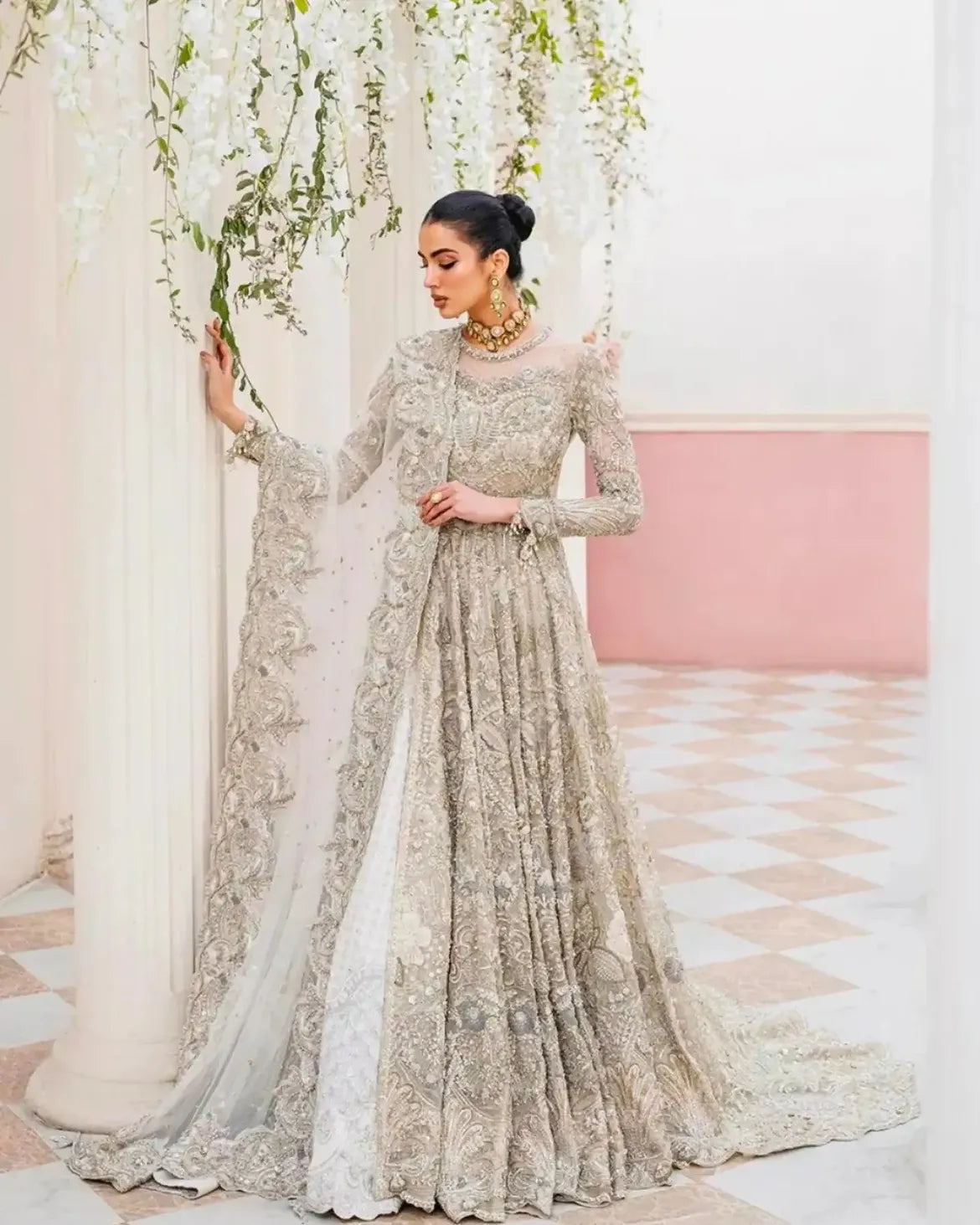 SOFT SILVER BRIDAL GOWN