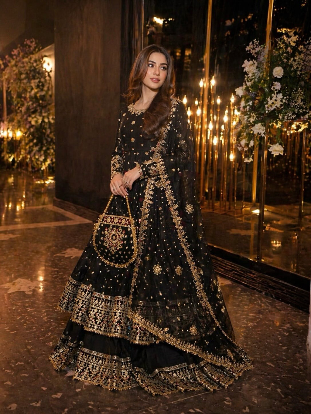 Rich black-golden maxi