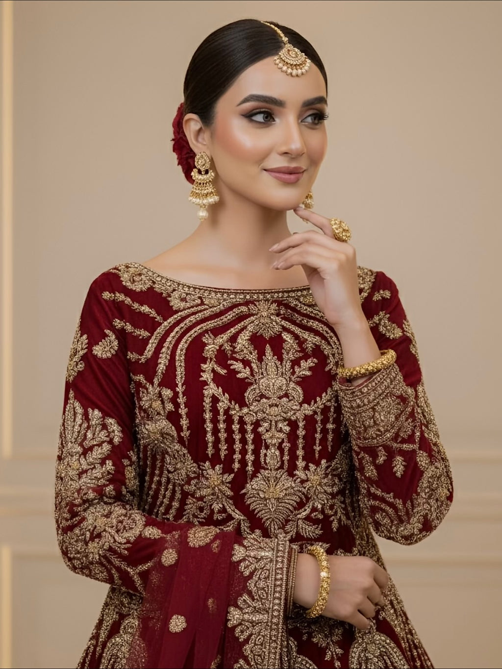 Elegant red bridal lehenga