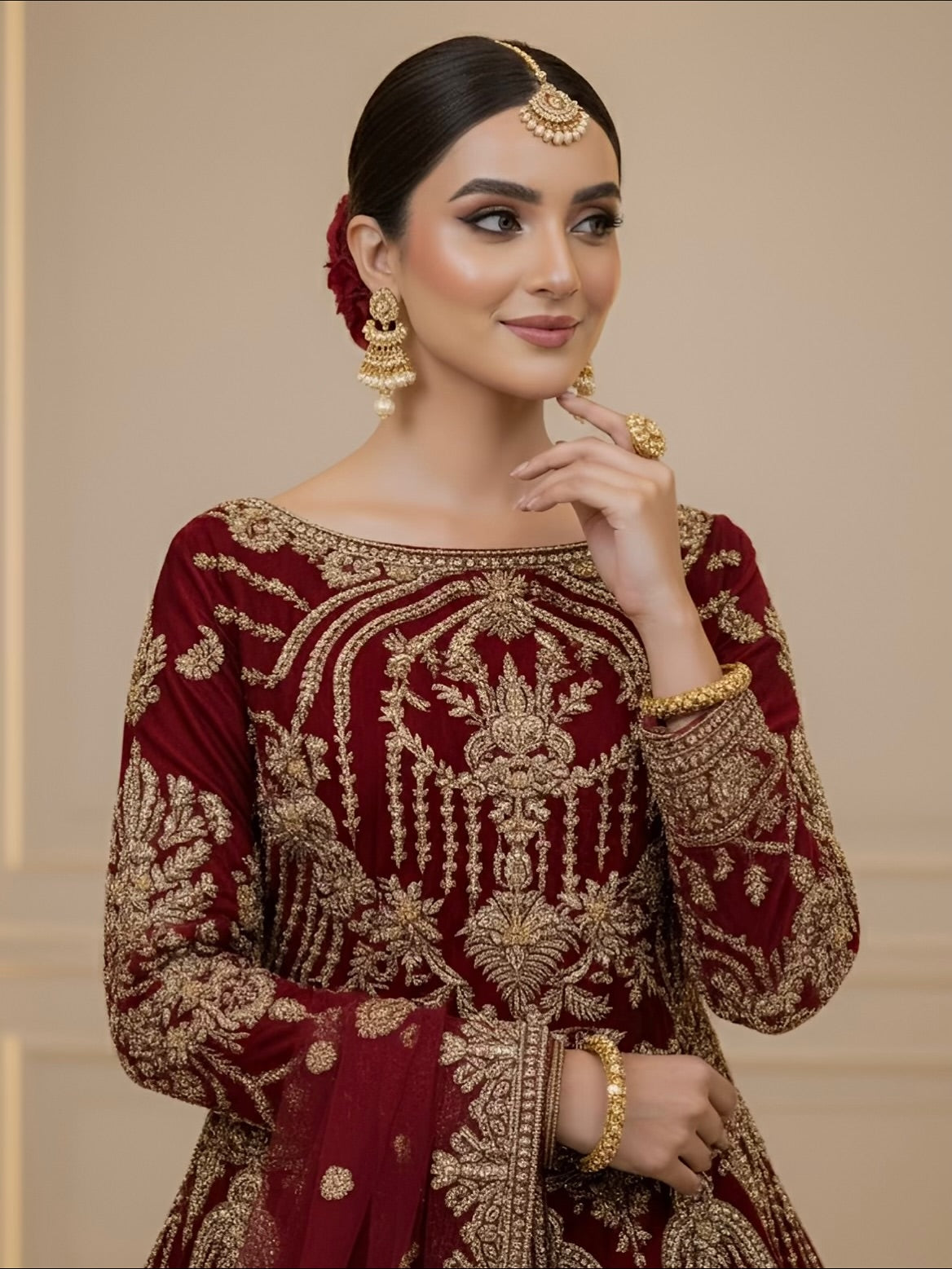 Elegant red bridal lehenga