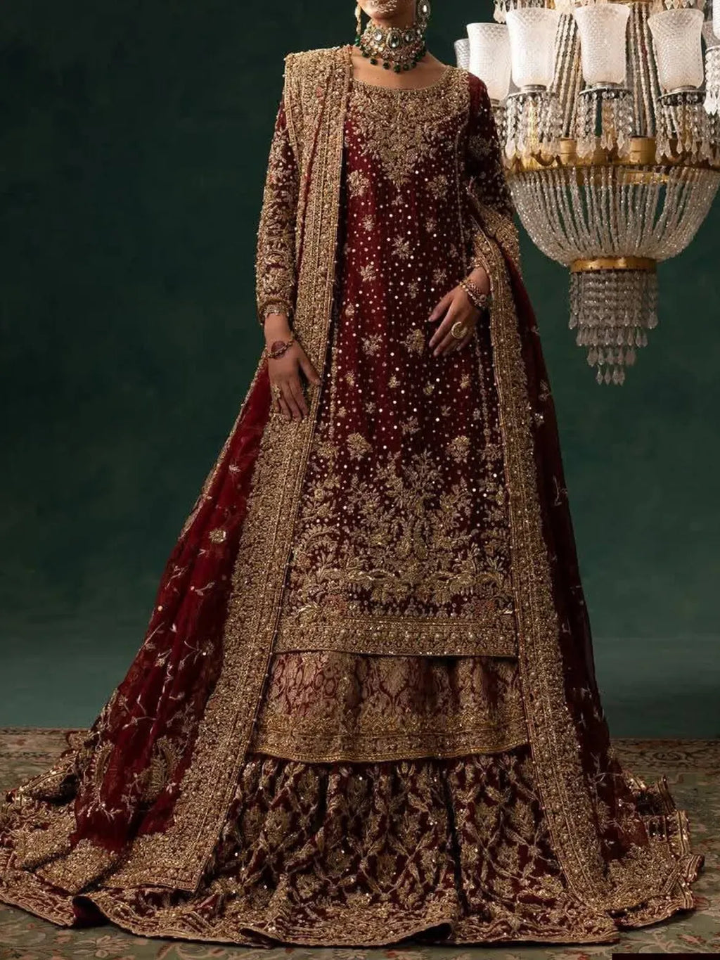Bridal lehenga kurta set in red