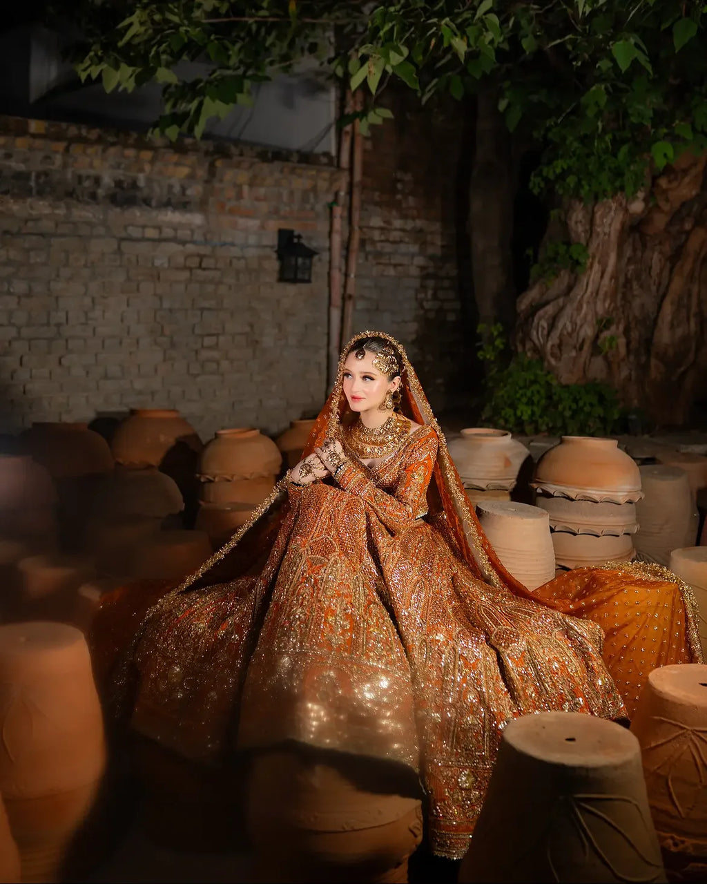 CARROT RED BRIDAL LEHENGA