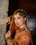 CARROT RED BRIDAL LEHENGA