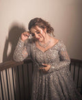 SILVER BRIDAL GOWN FLARED