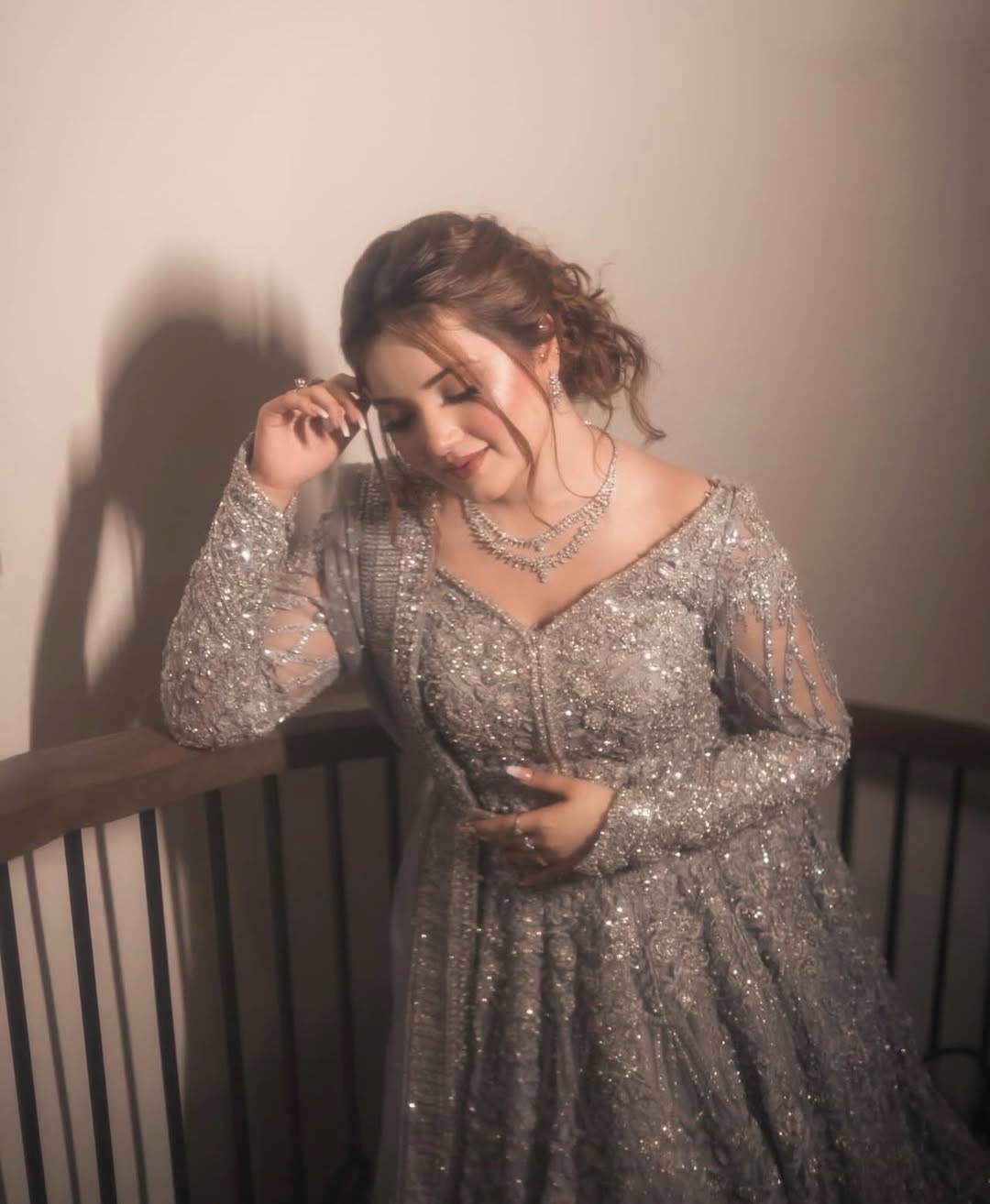 SILVER BRIDAL GOWN FLARED