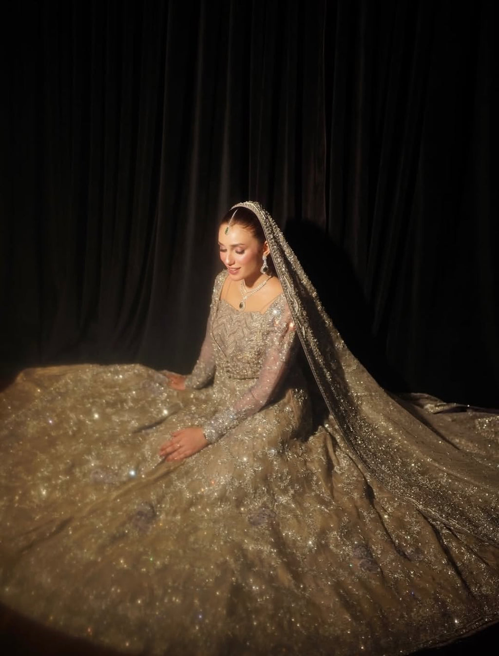minty silver bridal lehenga