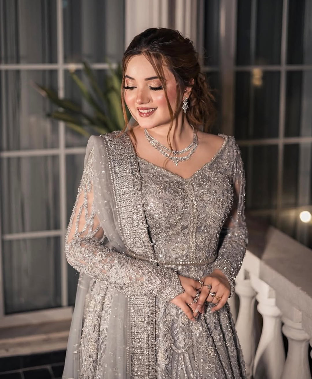 SILVER BRIDAL GOWN FLARED