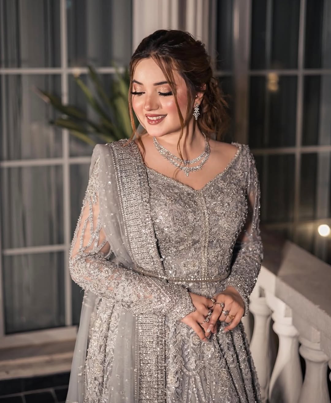 SILVER BRIDAL GOWN FLARED