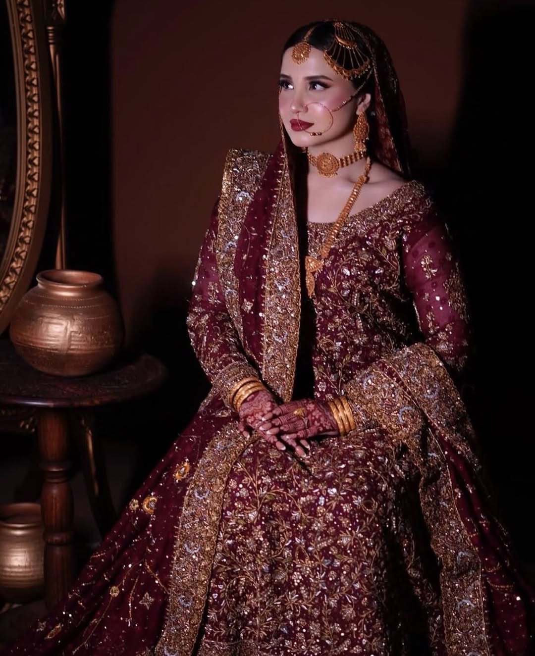 WINE RED BRIDAL HEAVY LEHENGA