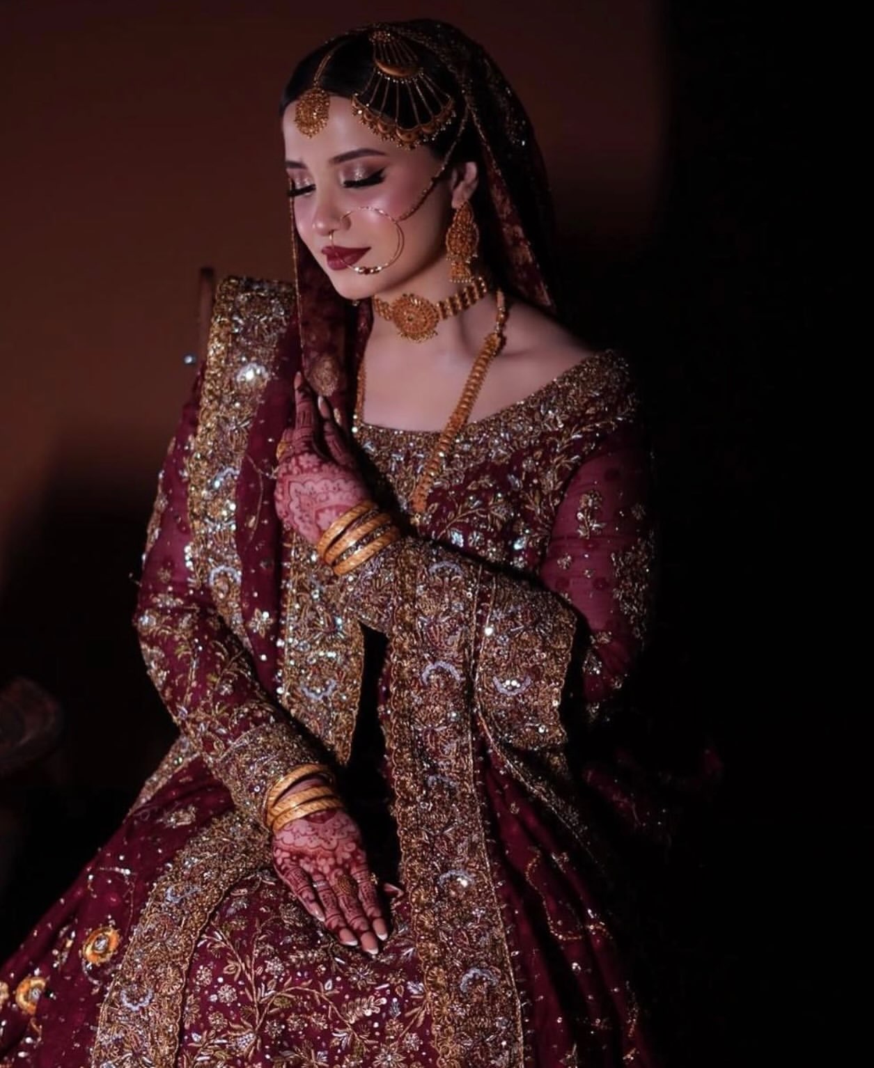WINE RED BRIDAL HEAVY LEHENGA