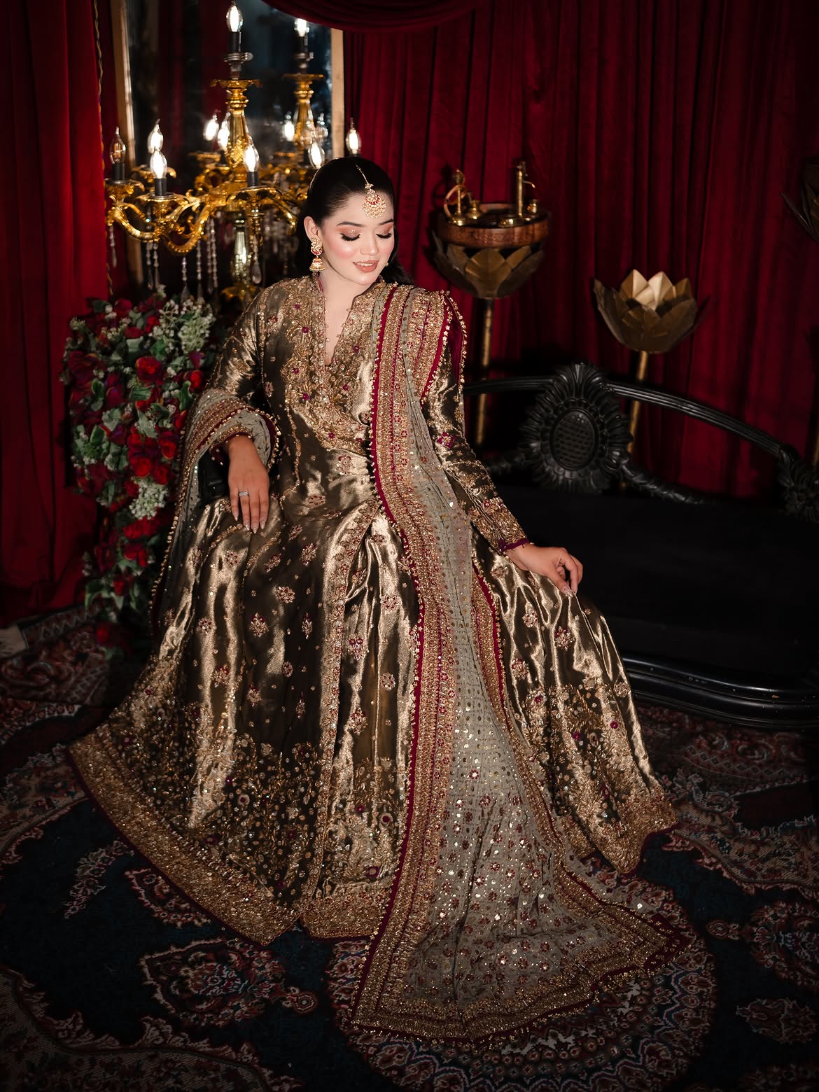 Metallic deep broze bridal wear