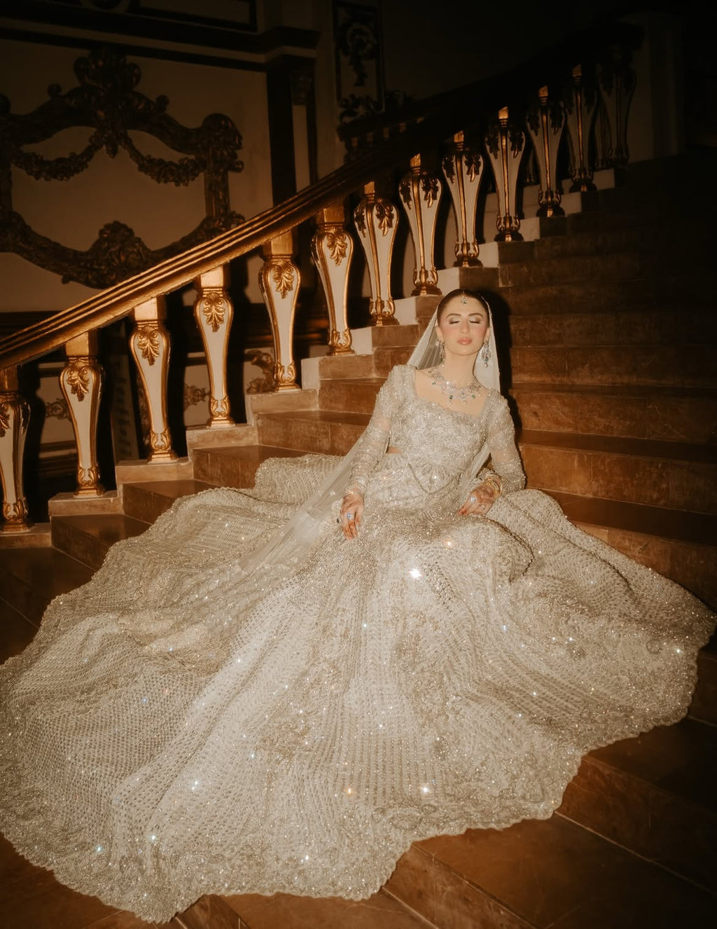 Crystalline ivory bridal wear