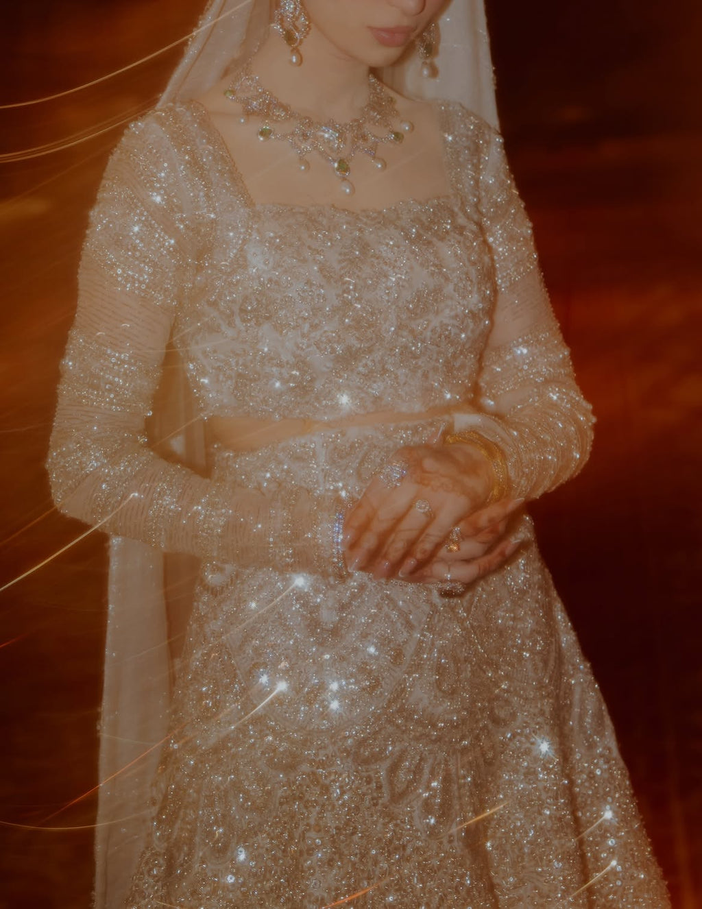Crystalline ivory bridal wear