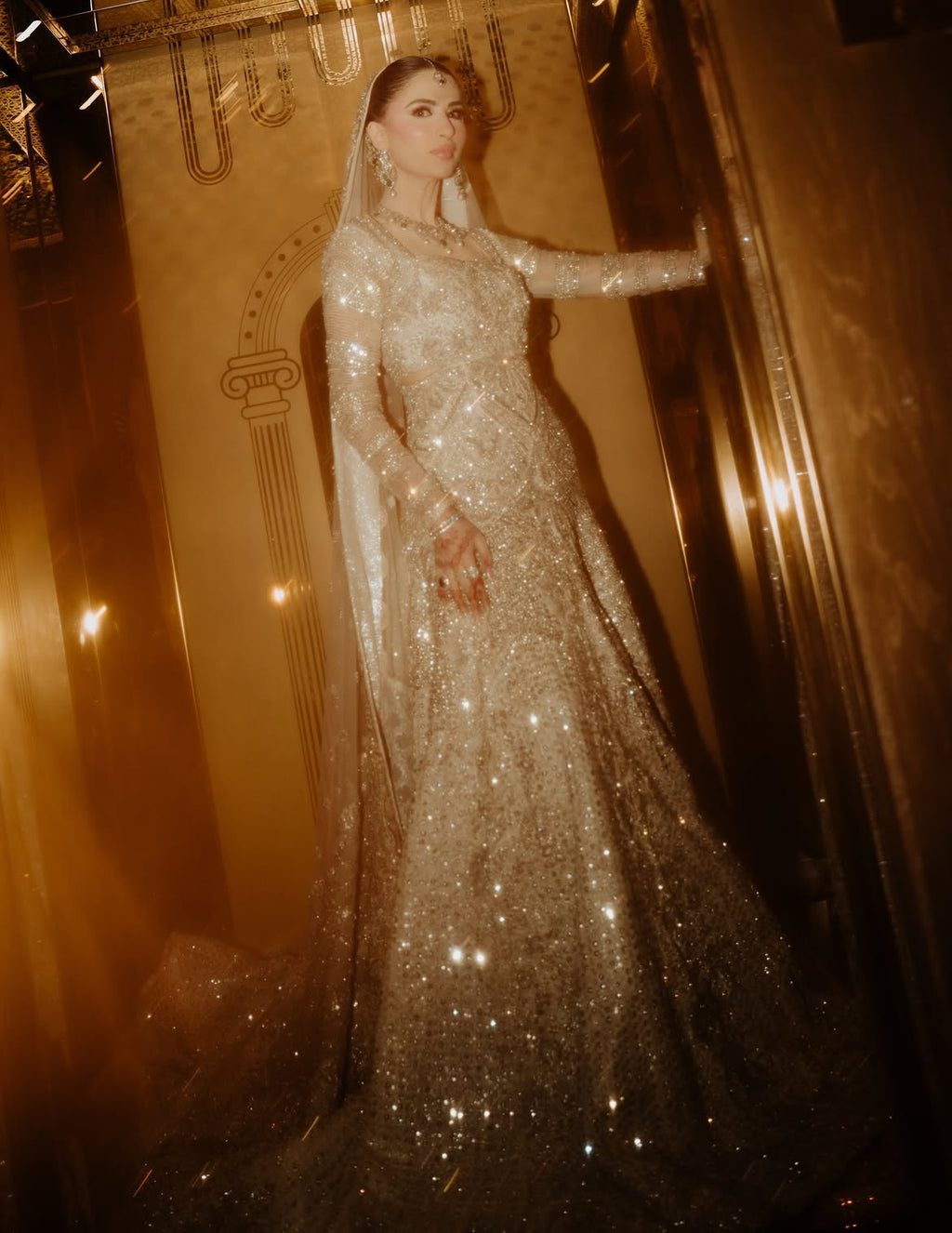 Crystalline ivory bridal wear