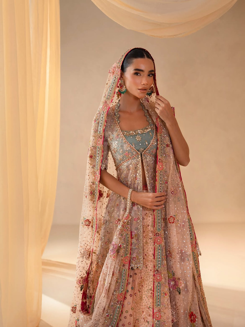 Blush pink bridal lehenga