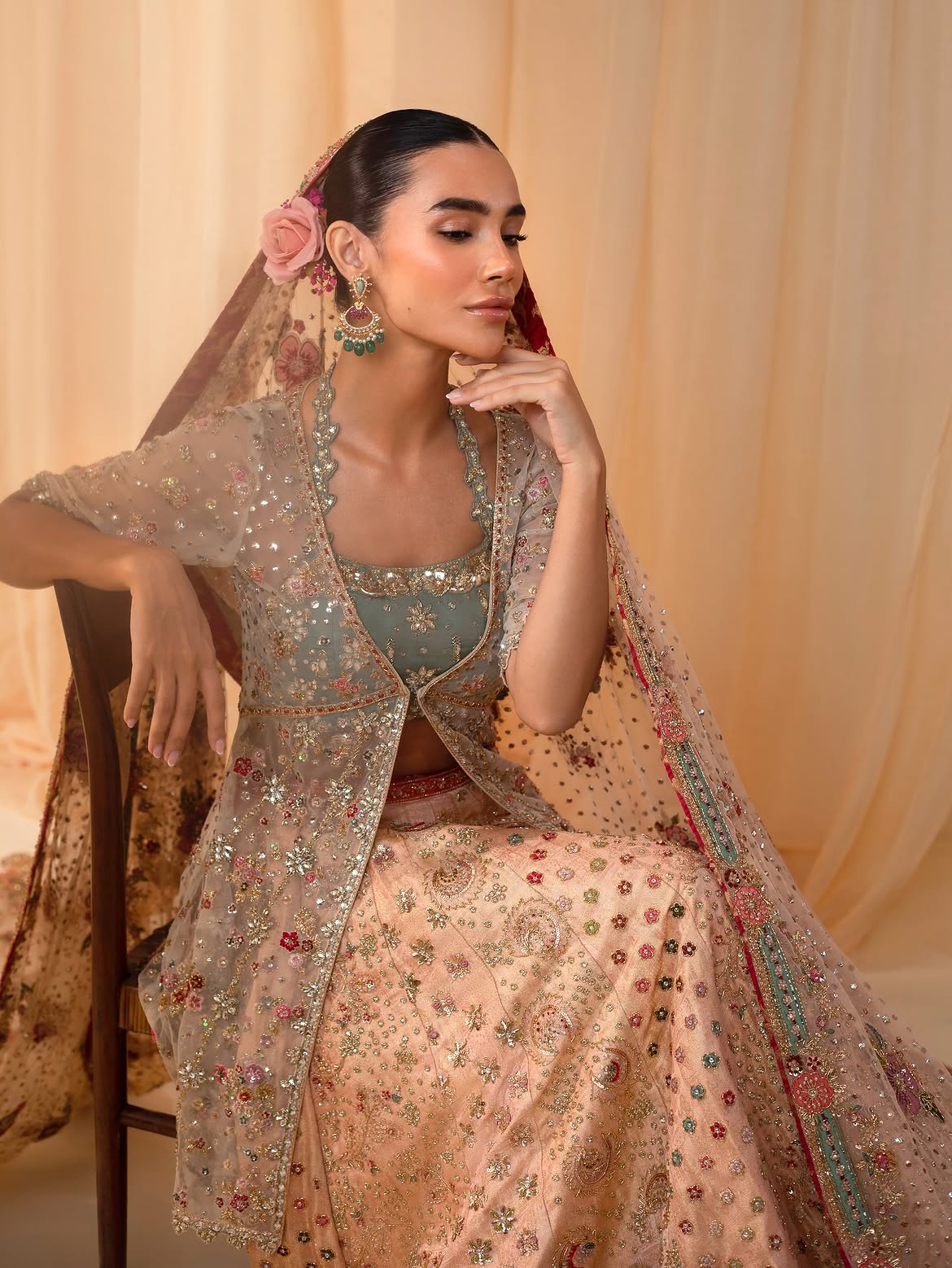 Blush pink bridal lehenga