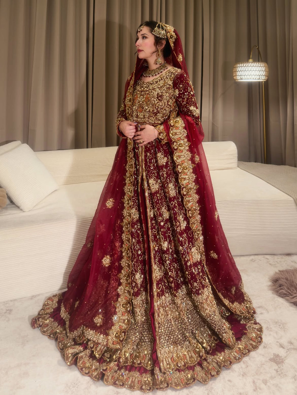 South asian red bridal lehenga