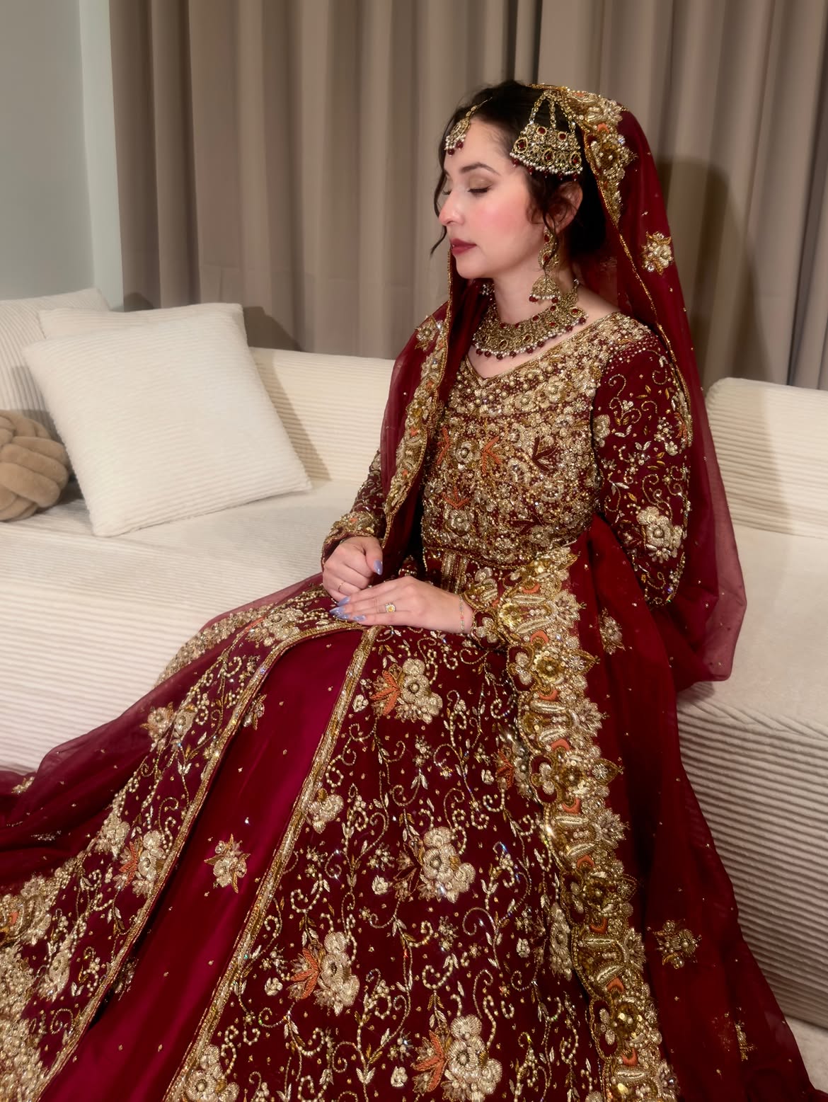 South asian red bridal lehenga